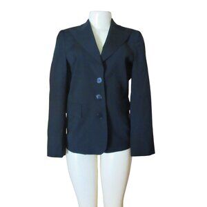 Vintage Emporio Armani Black Virgin Wool 3 Button Blazer Size 6